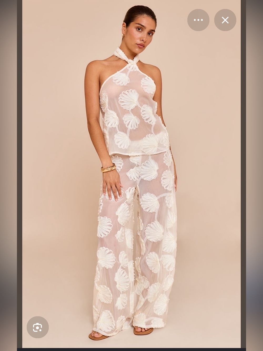 ✨PrettyLittleThing NWT Cream Textured Cream/Ecru Shell 3D 2-piece Matching Set